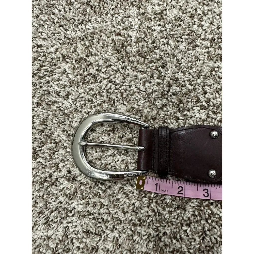 Michael Kors‎ Womens Leather Wide Woven Belt Brown Size Medium 551610